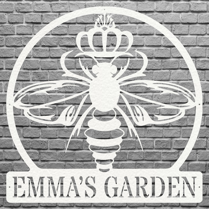 Honey Bee Sign Metal Wall Art, Outdoor Bee Wall Decor, Honey Lover Gift
