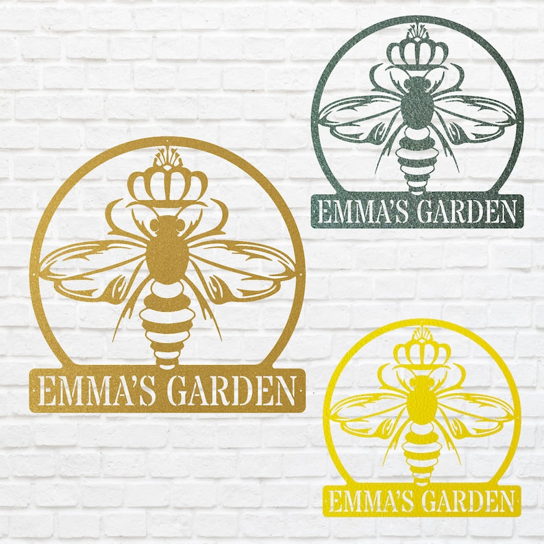 Honey Bee Sign Metal Wall Art, Outdoor Bee Wall Decor, Honey Lover Gift