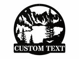 Mountain Lake Sign Custom Metal Wall Art, Mountain Metal Art