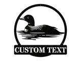 Loon Swimming Art, Custom Metal Sign for Bird Lover