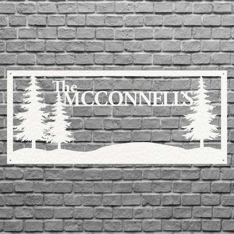 Family Tree Custom Name and Metal Address Sign, Outdoor Metal Wall Art