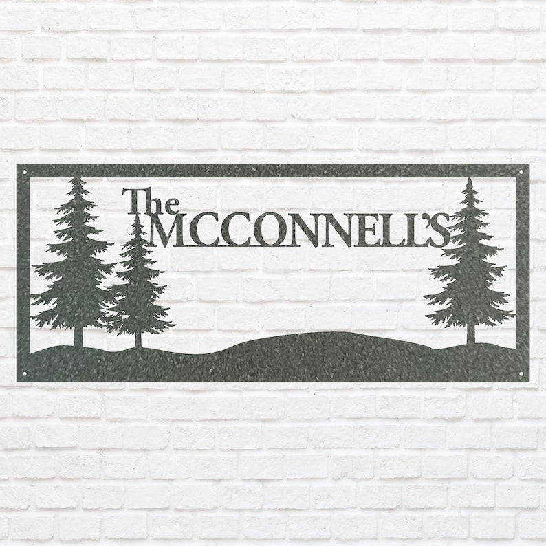 Family Tree Custom Name and Metal Address Sign, Outdoor Metal Wall Art