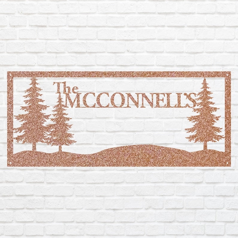 Family Tree Custom Name and Metal Address Sign, Outdoor Metal Wall Art
