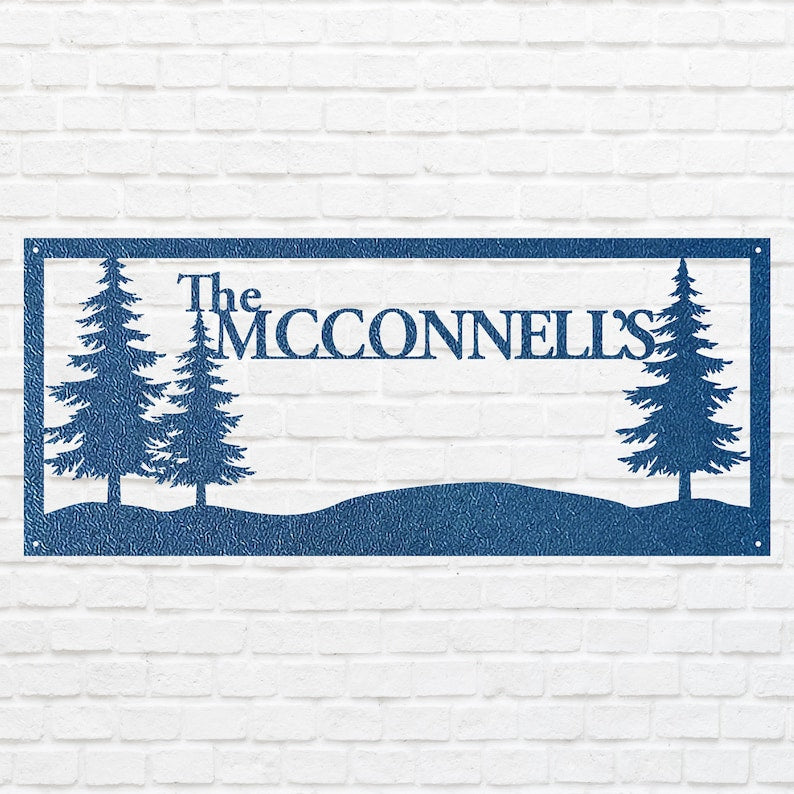 Family Tree Custom Name and Metal Address Sign, Outdoor Metal Wall Art