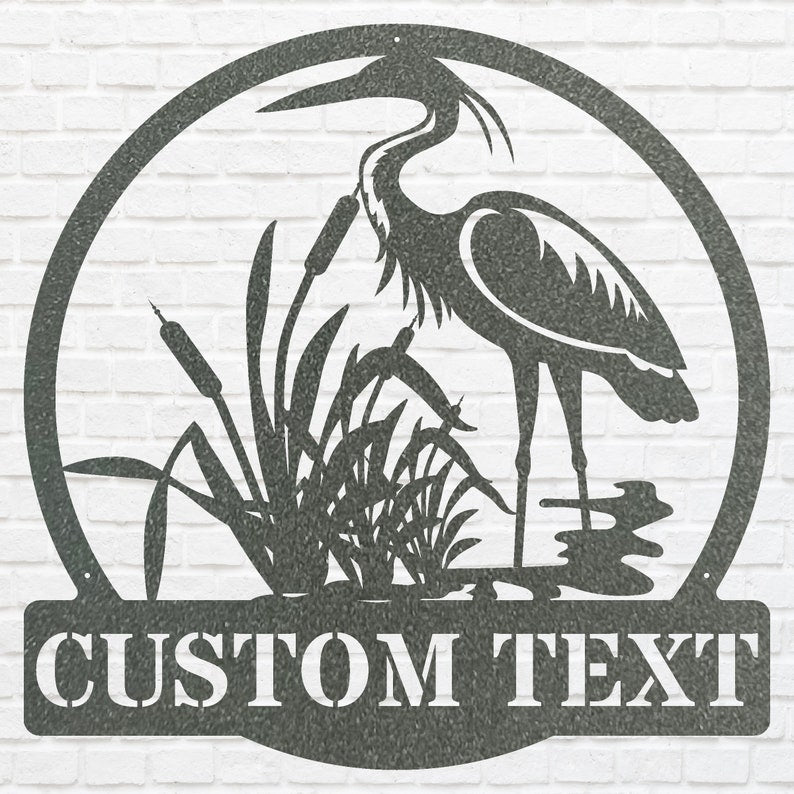 Custom Name Herons Metal Wall Art, Wildlife Bird Wall Decor
