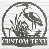 Custom Name Herons Metal Wall Art, Wildlife Bird Wall Decor