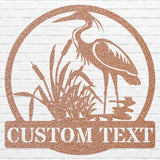 Custom Name Herons Metal Wall Art, Wildlife Bird Wall Decor