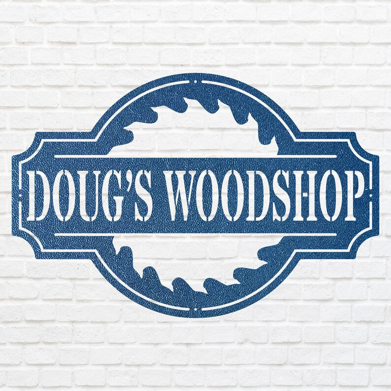 Woodshop Sign Metal Wall Art, Custom Metal Sign for Outdoor Decor