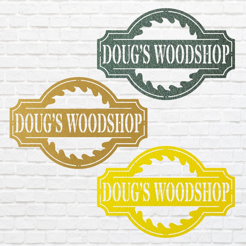 Woodshop Sign Metal Wall Art, Custom Metal Sign for Outdoor Decor