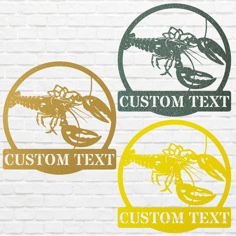 Lobster Wall Art Custom Metal Sign, Personalized Lobster Metal Wall Art, Above Bed Custom Wall Decor, Modern Metal Artwork