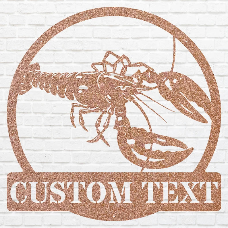 Lobster Wall Art Custom Metal Sign, Personalized Lobster Metal Wall Art, Above Bed Custom Wall Decor, Modern Metal Artwork