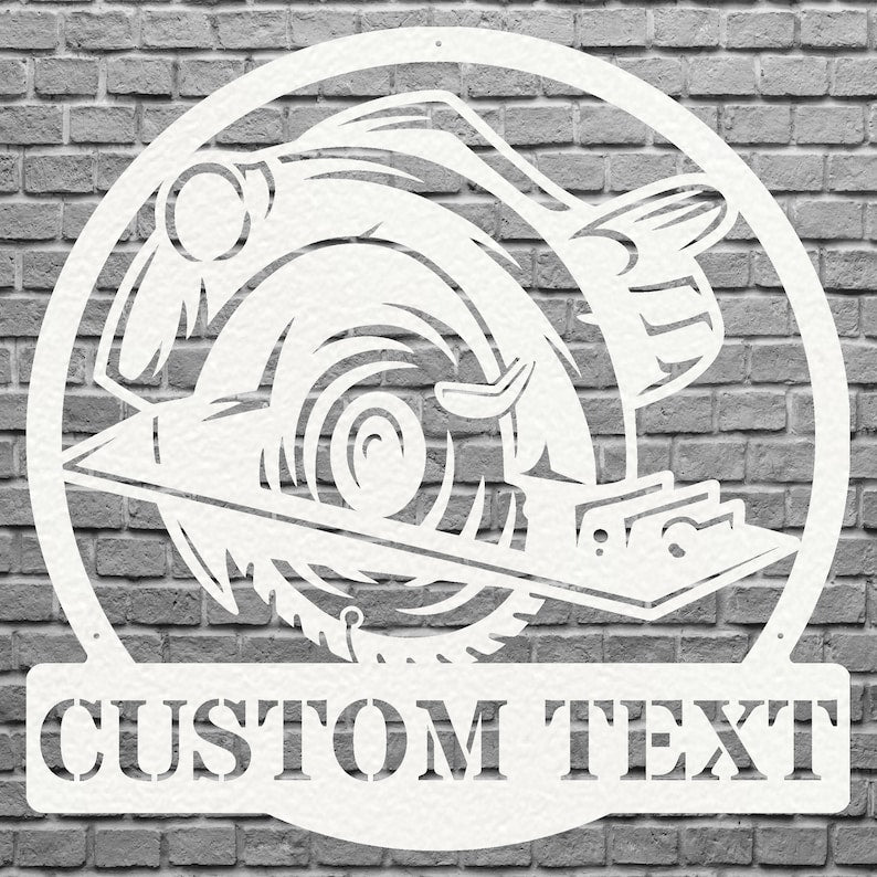 Circular Saw Metal Sign for Outdoor Decor, Custom Metal Sign