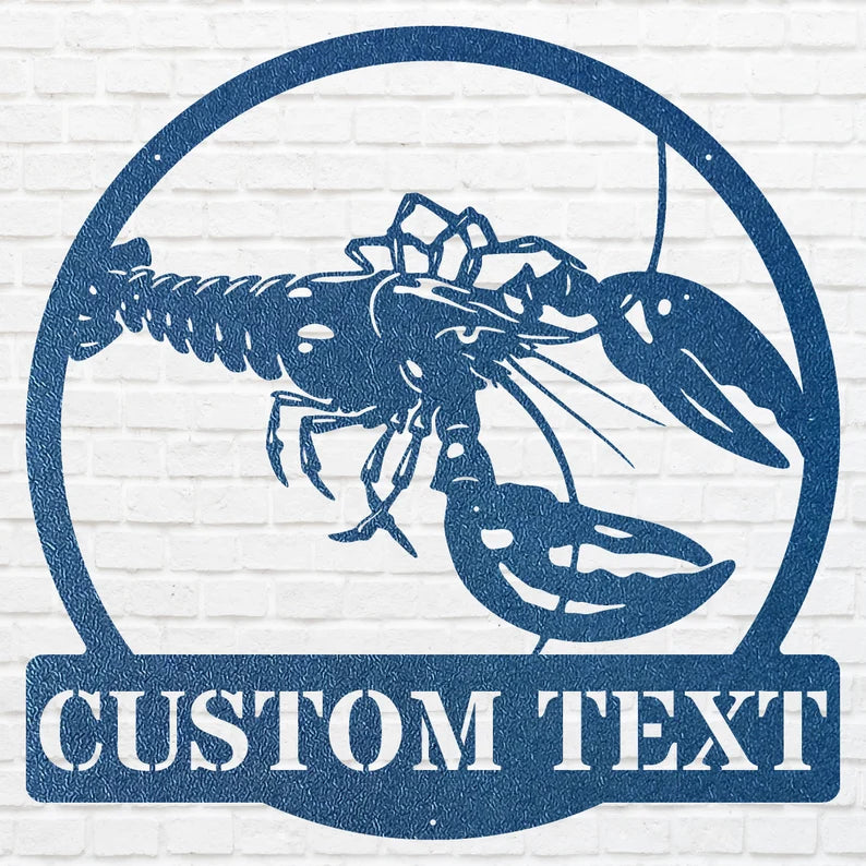 Lobster Wall Art Custom Metal Sign, Personalized Lobster Metal Wall Art, Above Bed Custom Wall Decor, Modern Metal Artwork