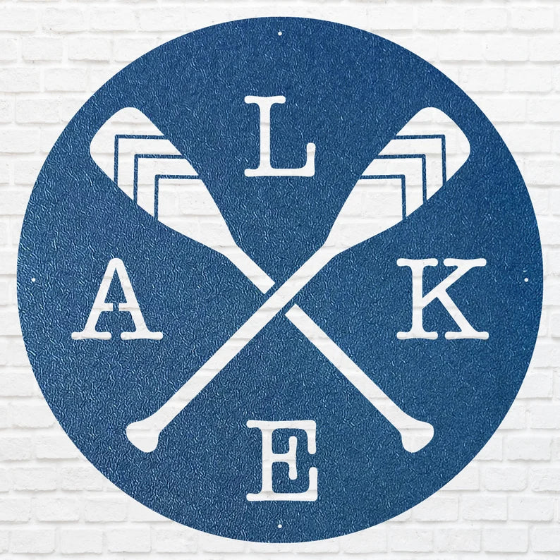 Lake Metal Wall Art, Boat Paddles Round Metal Wall Art, Lake House Metal Wall Decor, Metal Paddles Housewarming Gift