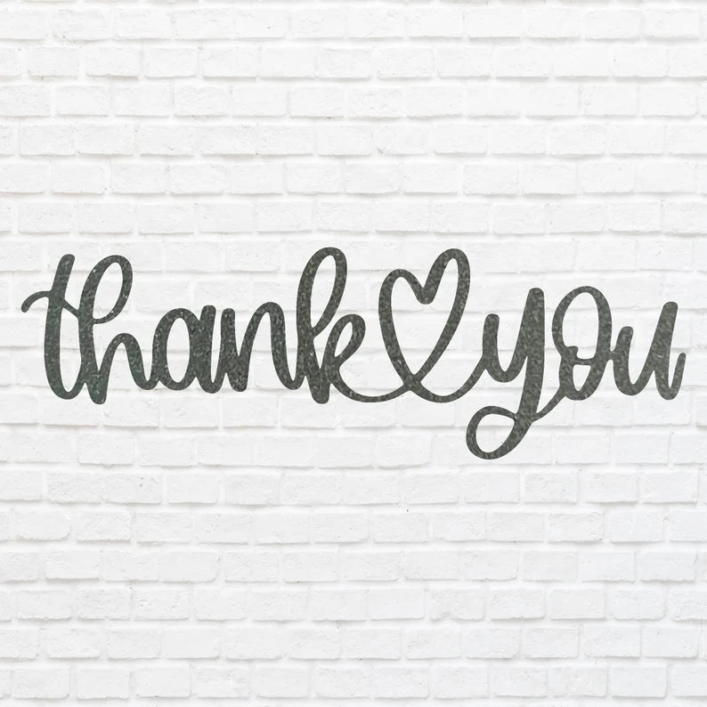 Thank You Metal Wall Art, Thank You Heart Metal Sign, Laser Cut Metal Wall Art, Modern Home Decor, Housewarming Gift