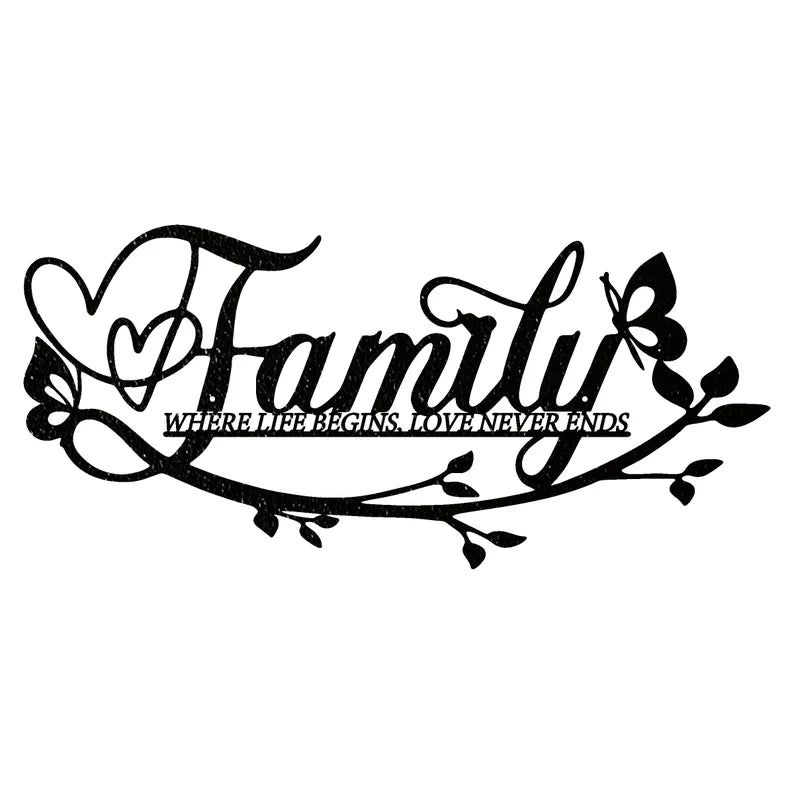 Metal Family Art, Metal Family Wall Art Décor, Custom Metal Sign, Family Heart Wall Decor, Wall Hanging Art, Farmhouse Decor For Family