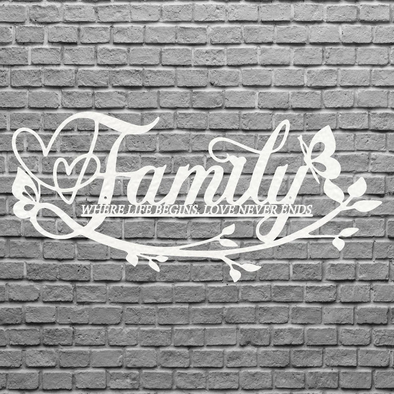 Metal Family Art, Metal Family Wall Art Décor, Custom Metal Sign, Family Heart Wall Decor, Wall Hanging Art, Farmhouse Decor For Family