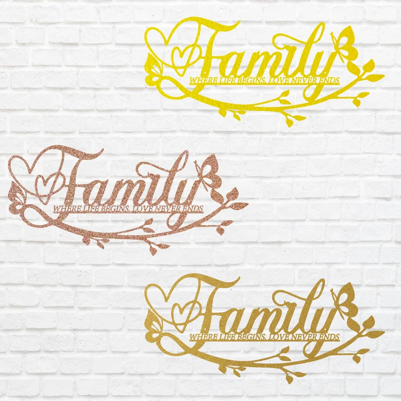 Metal Family Art, Metal Family Wall Art Décor, Custom Metal Sign, Family Heart Wall Decor, Wall Hanging Art, Farmhouse Decor For Family