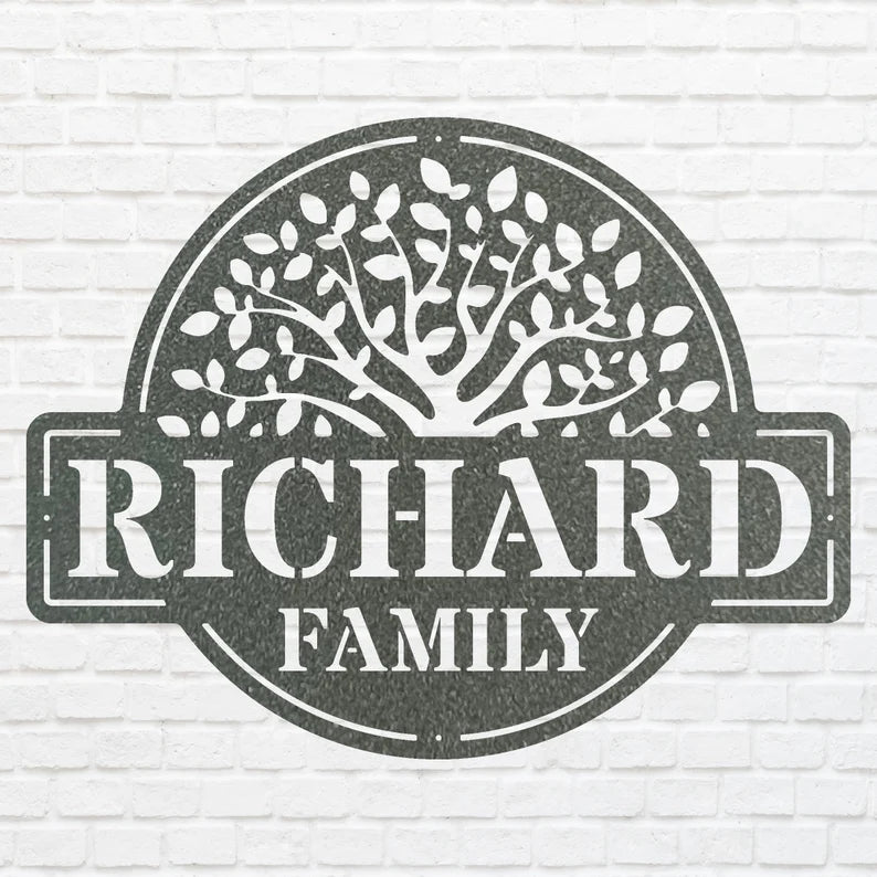 Metal Tree Of Life Family Name Sign, Custom Metal Name Sign, Metal Tree Wall Decor, Metal Tree Of Life Nature Lover Gift