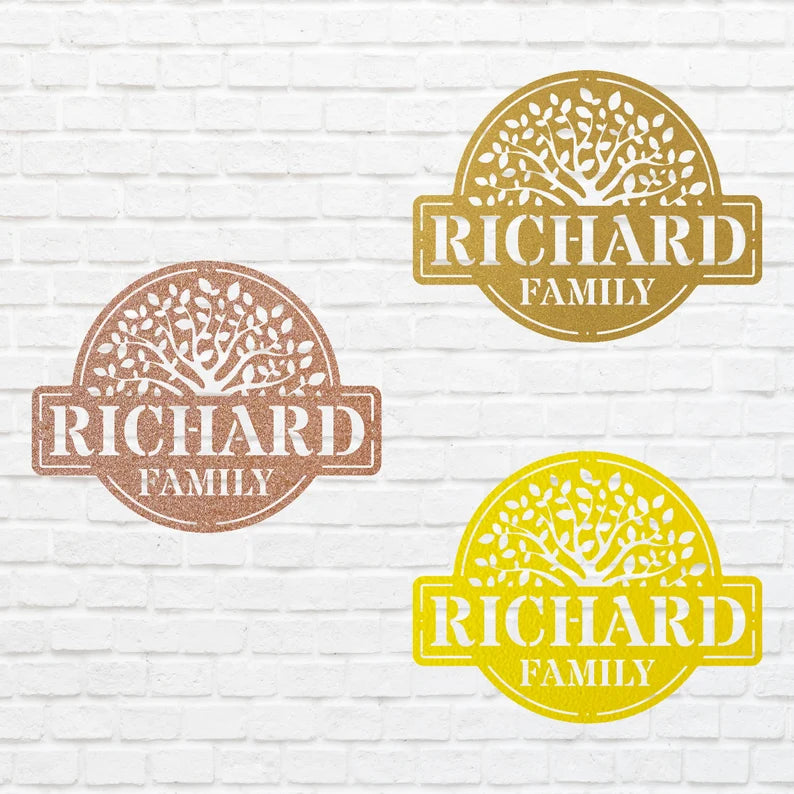 Metal Tree Of Life Family Name Sign, Custom Metal Name Sign, Metal Tree Wall Decor, Metal Tree Of Life Nature Lover Gift