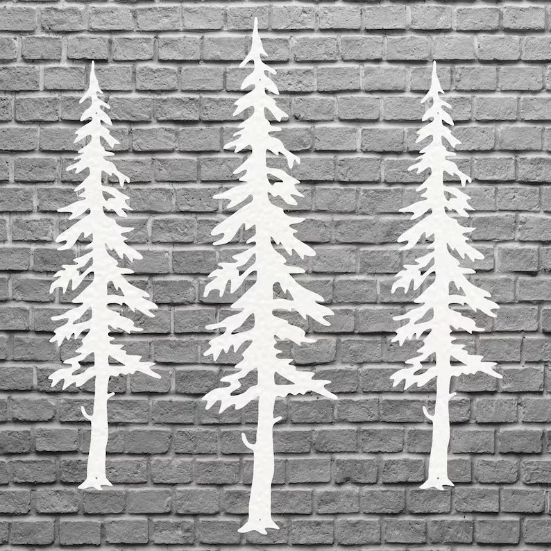 Metal Tree Wall Art, 3 Pine Trees Wall Art, Laser Cut Metal Outdoor Wall Art, Unique Metal Wall Decoration, Metal Wall Art Tree