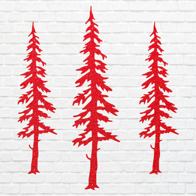 Metal Tree Wall Art, 3 Pine Trees Wall Art, Laser Cut Metal Outdoor Wall Art, Unique Metal Wall Decoration, Metal Wall Art Tree