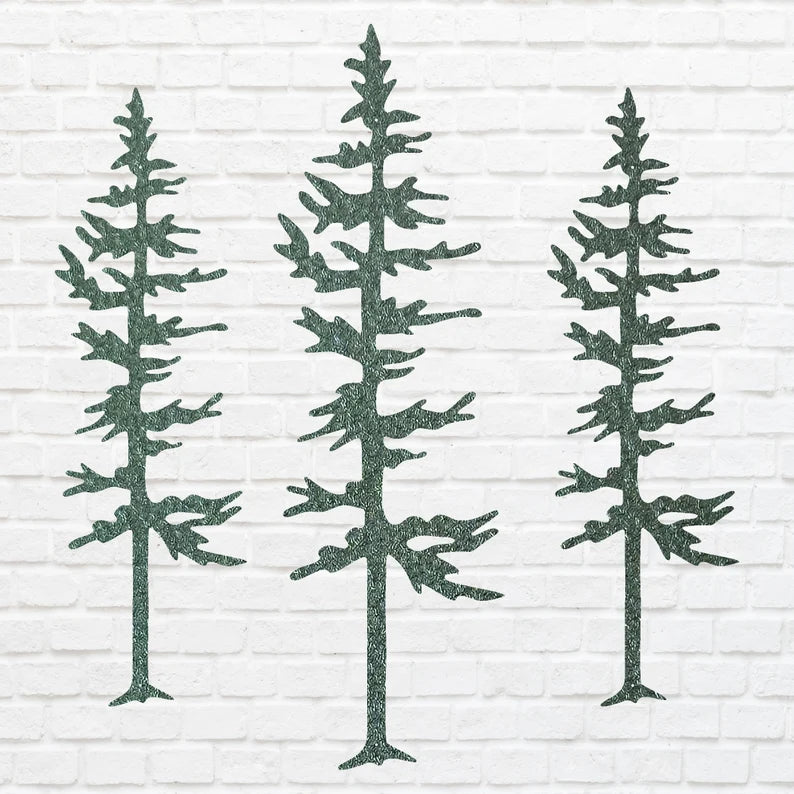 Metal Trees Art, Set of 3 Pine Trees Wall Art, Laser Cut Tree Wall Art Tree, Unique Metal Wall Decor, Metal Outdoor Art