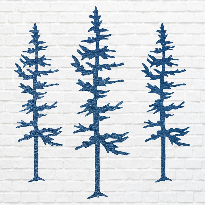 Metal Trees Art, Set of 3 Pine Trees Wall Art, Laser Cut Tree Wall Art Tree, Unique Metal Wall Decor, Metal Outdoor Art