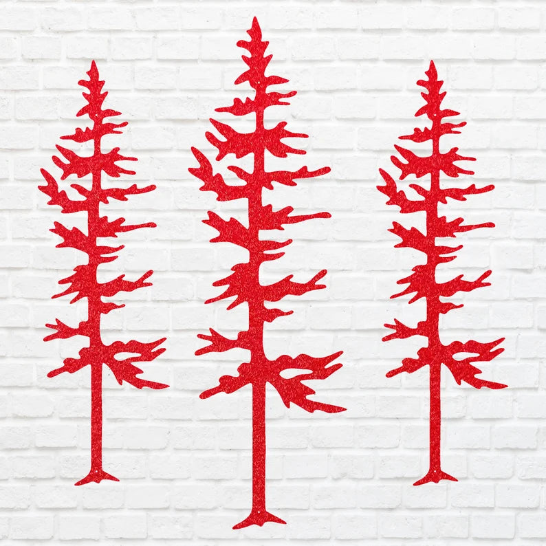Metal Trees Art, Set of 3 Pine Trees Wall Art, Laser Cut Tree Wall Art Tree, Unique Metal Wall Decor, Metal Outdoor Art