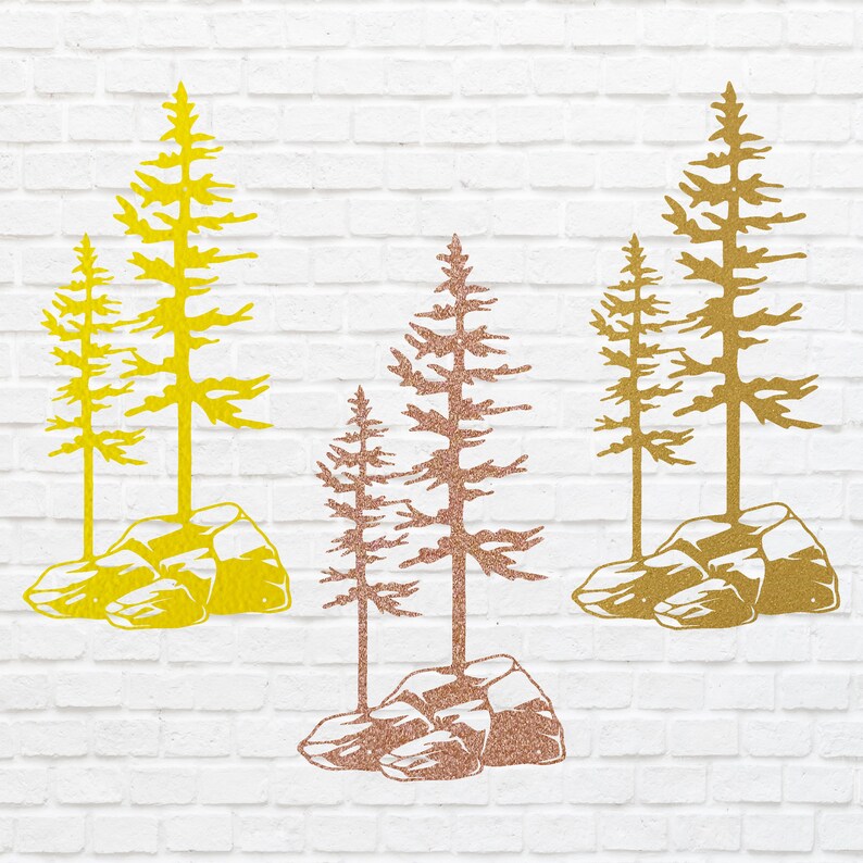 Two Pine Trees on a Rock, Metal Wall Unique Home Decor, Nature Lover Gift