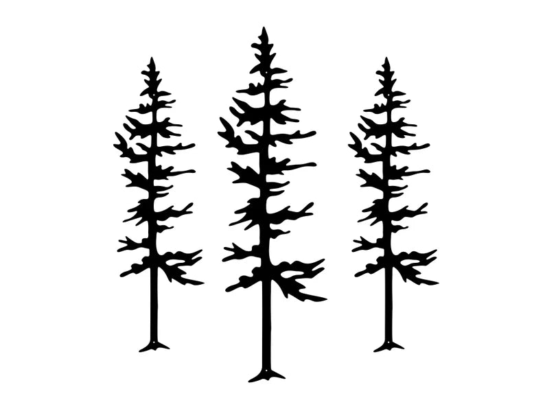 Metal Trees Art, Set of 3 Pine Trees Wall Art, Laser Cut Tree Wall Art Tree, Unique Metal Wall Decor, Metal Outdoor Art