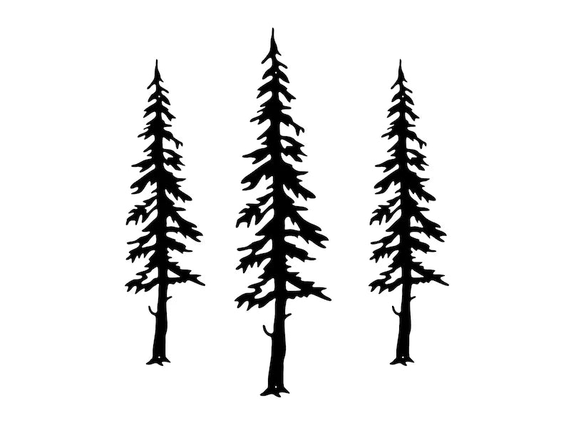 Metal Tree Wall Art, 3 Pine Trees Wall Art, Laser Cut Metal Outdoor Wall Art, Unique Metal Wall Decoration, Metal Wall Art Tree