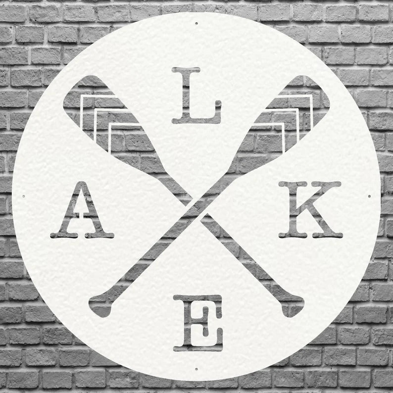 Lake Metal Wall Art, Boat Paddles Round Metal Wall Art, Lake House Metal Wall Decor, Metal Paddles Housewarming Gift