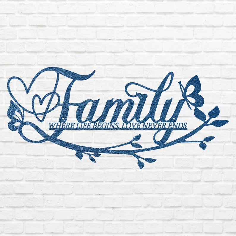 Metal Family Art, Metal Family Wall Art Décor, Custom Metal Sign, Family Heart Wall Decor, Wall Hanging Art, Farmhouse Decor For Family