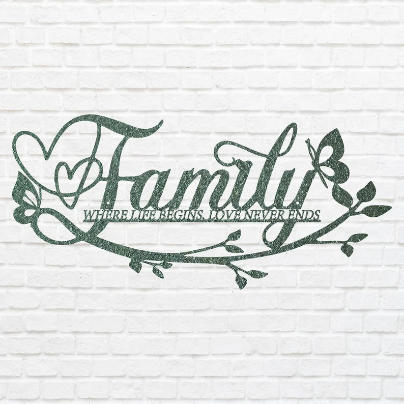 Metal Family Art, Metal Family Wall Art Décor, Custom Metal Sign, Family Heart Wall Decor, Wall Hanging Art, Farmhouse Decor For Family
