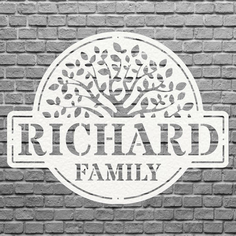 Metal Tree Of Life Family Name Sign, Custom Metal Name Sign, Metal Tree Wall Decor, Metal Tree Of Life Nature Lover Gift