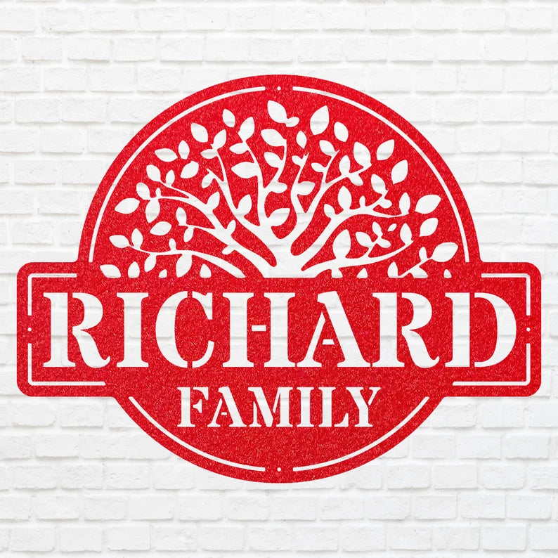 Metal Tree Of Life Family Name Sign, Custom Metal Name Sign, Metal Tree Wall Decor, Metal Tree Of Life Nature Lover Gift