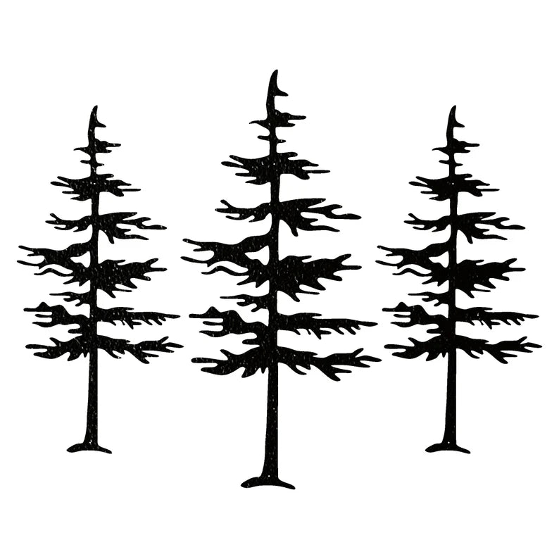 Pine Trees Wall Art, Set of 3 Tree Wall Art, Metal Tree Art, Unique Metal Wall Decor, Laser Cut Metal Wall Art Tree