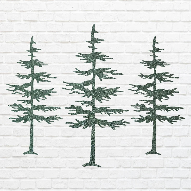 Pine Trees Wall Art, Set of 3 Tree Wall Art, Metal Tree Art, Unique Metal Wall Decor, Laser Cut Metal Wall Art Tree