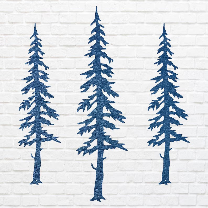 Metal Tree Wall Art, 3 Pine Trees Wall Art, Laser Cut Metal Outdoor Wall Art, Unique Metal Wall Decoration, Metal Wall Art Tree