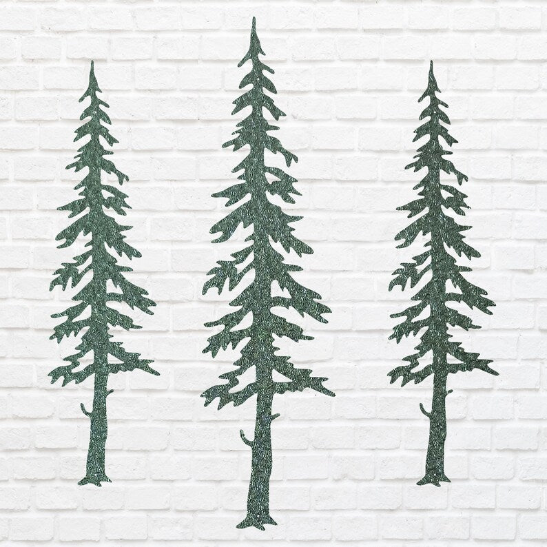 Metal Tree Wall Art, 3 Pine Trees Wall Art, Laser Cut Metal Outdoor Wall Art, Unique Metal Wall Decoration, Metal Wall Art Tree