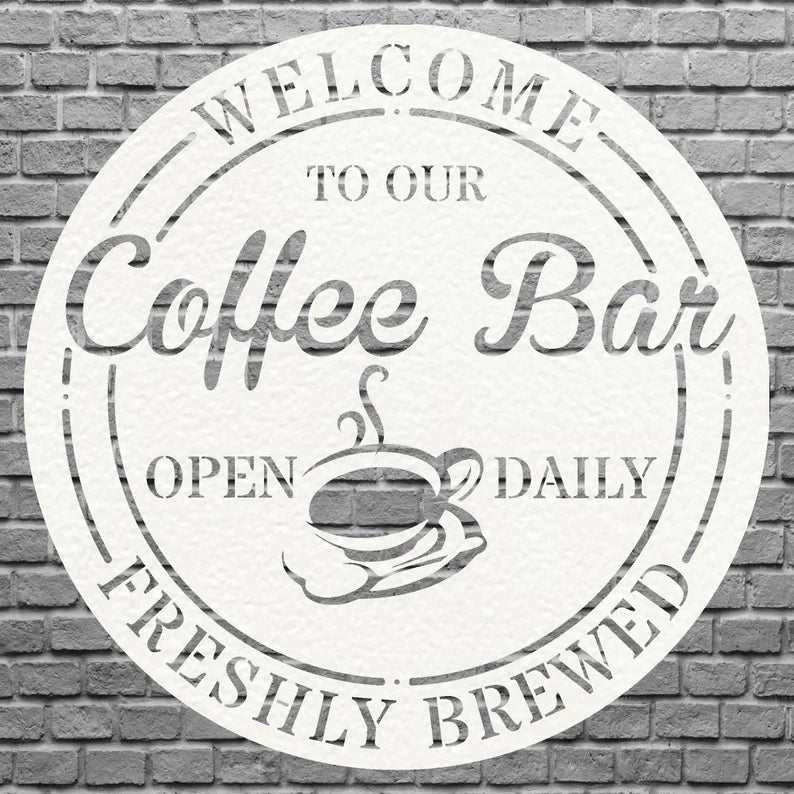 Coffee Bar Sign, Custom Metal Bar Wall Art, Metal Coffee Bar Ideas, Round Bar Wall Decor, Coffee Shop Metal Wall Art