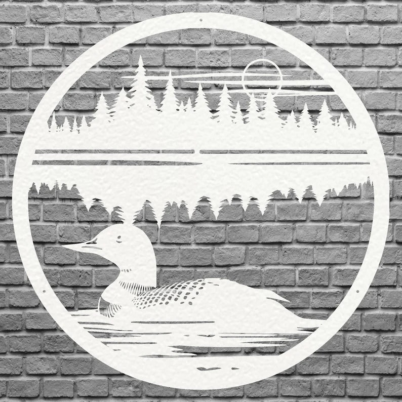 Metal Bird Wall Art, Loon In The Water Metal Wall Art, Lake House Decor, Modern Living Room Wall Decor, Bird Lover Gift