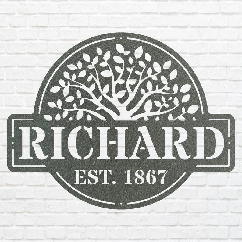 Tree Of Life Metal Name Sign, Custom Metal Family Tree, Metal Tree Of Life Above Bed Decor, Housewarming Gift