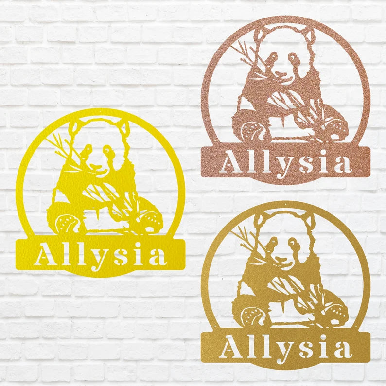 Panda Wall Art, Metal Animal Wall Art, Metal Wall Hangings, Metal Artwork, Above Bed Wall Decor, Kids Wall Decal, Animal Lover Gift