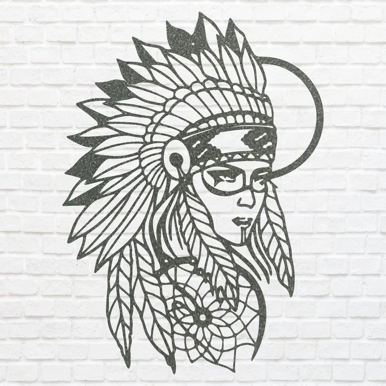 Native American Wall Art, Women Metal Wall Hangings, Metal Artwork, Decorative Wall Art, Above Bed Wall Decor, Housewarming Gift