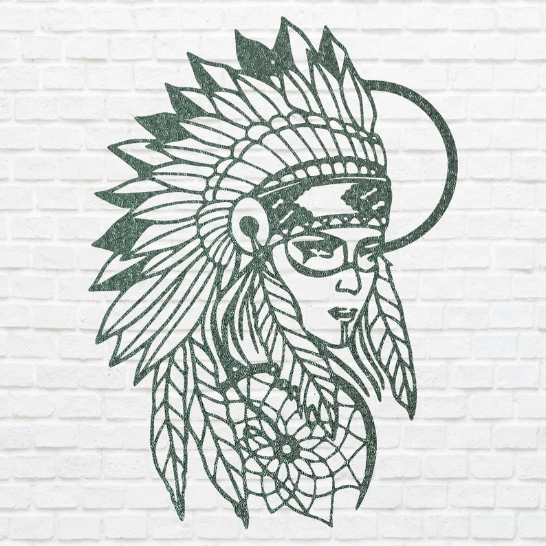 Native American Wall Art, Women Metal Wall Hangings, Metal Artwork, Decorative Wall Art, Above Bed Wall Decor, Housewarming Gift