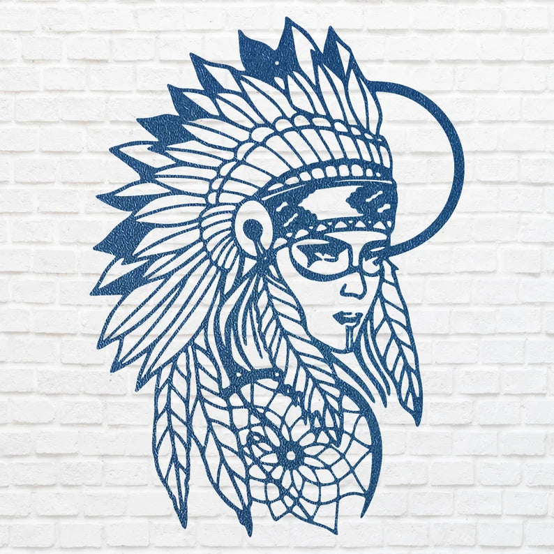 Native American Wall Art, Women Metal Wall Hangings, Metal Artwork, Decorative Wall Art, Above Bed Wall Decor, Housewarming Gift