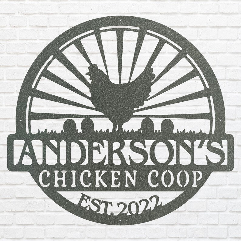 Chicken Coop Metal Wall Art, Custom Metal Art, Metal Farm Sign, Chicken Decor Art, Laser Cut Metal Name Sign, Metal Wall Art Decor