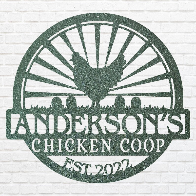 Chicken Coop Metal Wall Art, Custom Metal Art, Metal Farm Sign, Chicken Decor Art, Laser Cut Metal Name Sign, Metal Wall Art Decor
